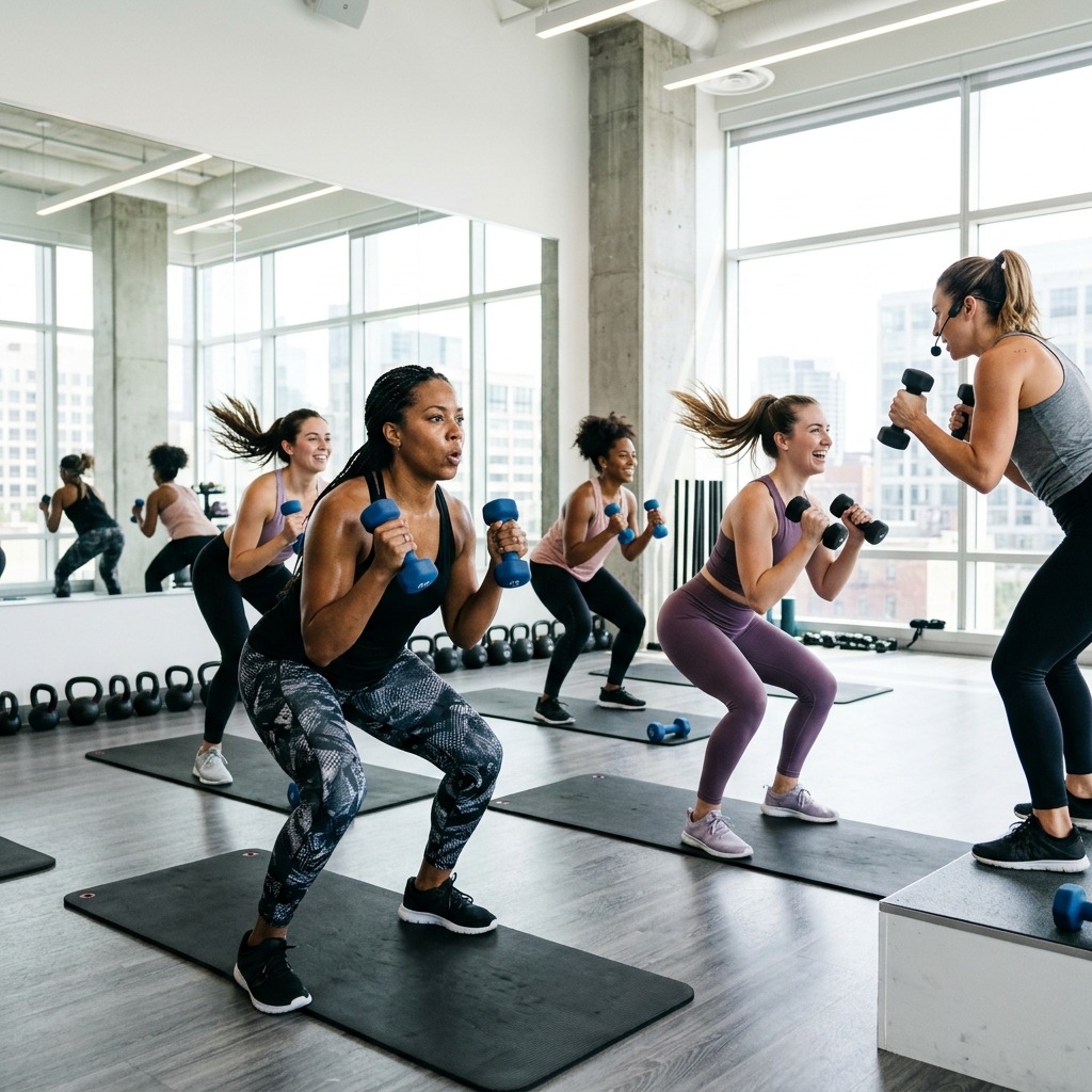 Women enjoying a group fitness class at Activ8 Fitness